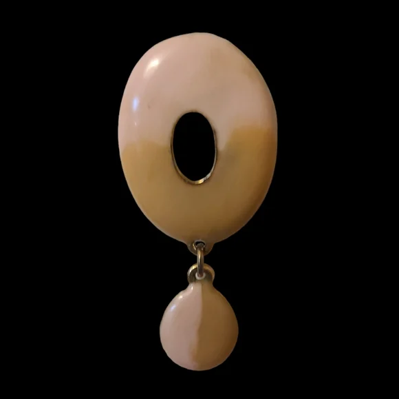 Vintage 90's dangle earrings, enamel over metal, pierced, estate sale - Picture 2 of 4